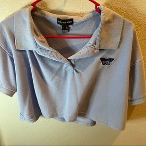 Blue cropped polo tshirt